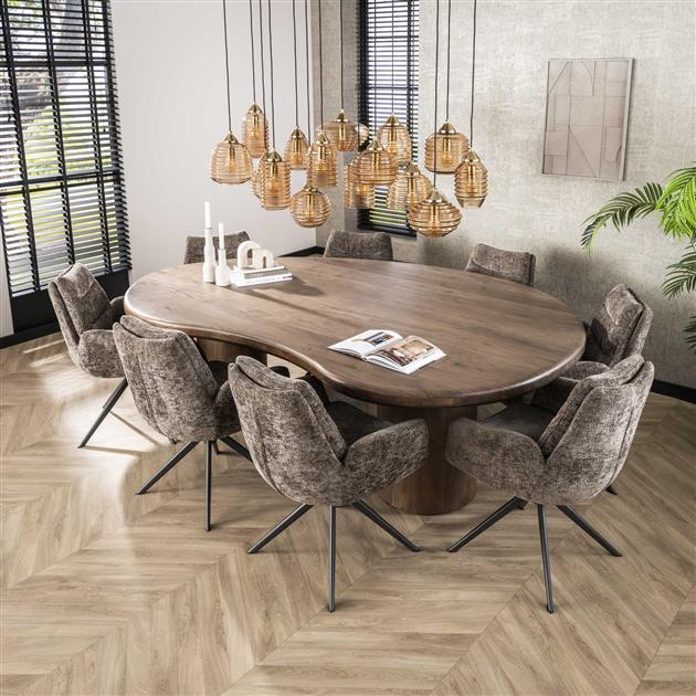Eetkamertafel Sculpture Massief Acacia - 244x165x77 cm - Drift Brown