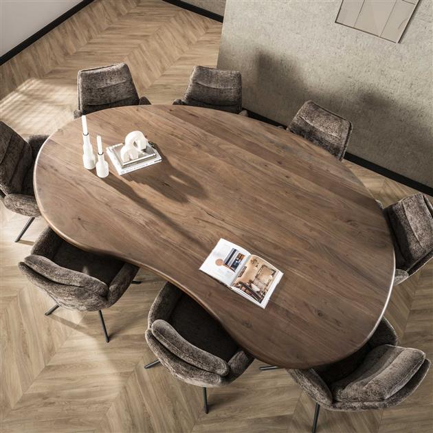 Eetkamertafel Sculpture Massief Acacia - 244x165x77 cm - Drift Brown