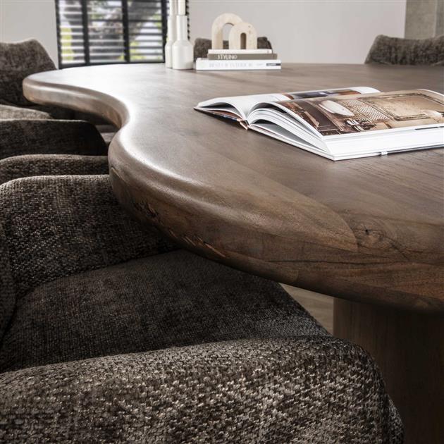 Eetkamertafel Sculpture Massief Acacia - 244x165x77 cm - Drift Brown