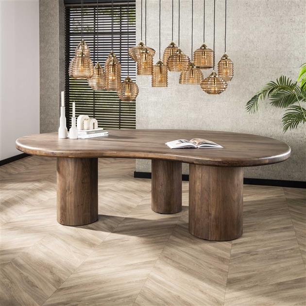 Eetkamertafel Sculpture Massief Acacia - 244x165x77 cm - Drift Brown