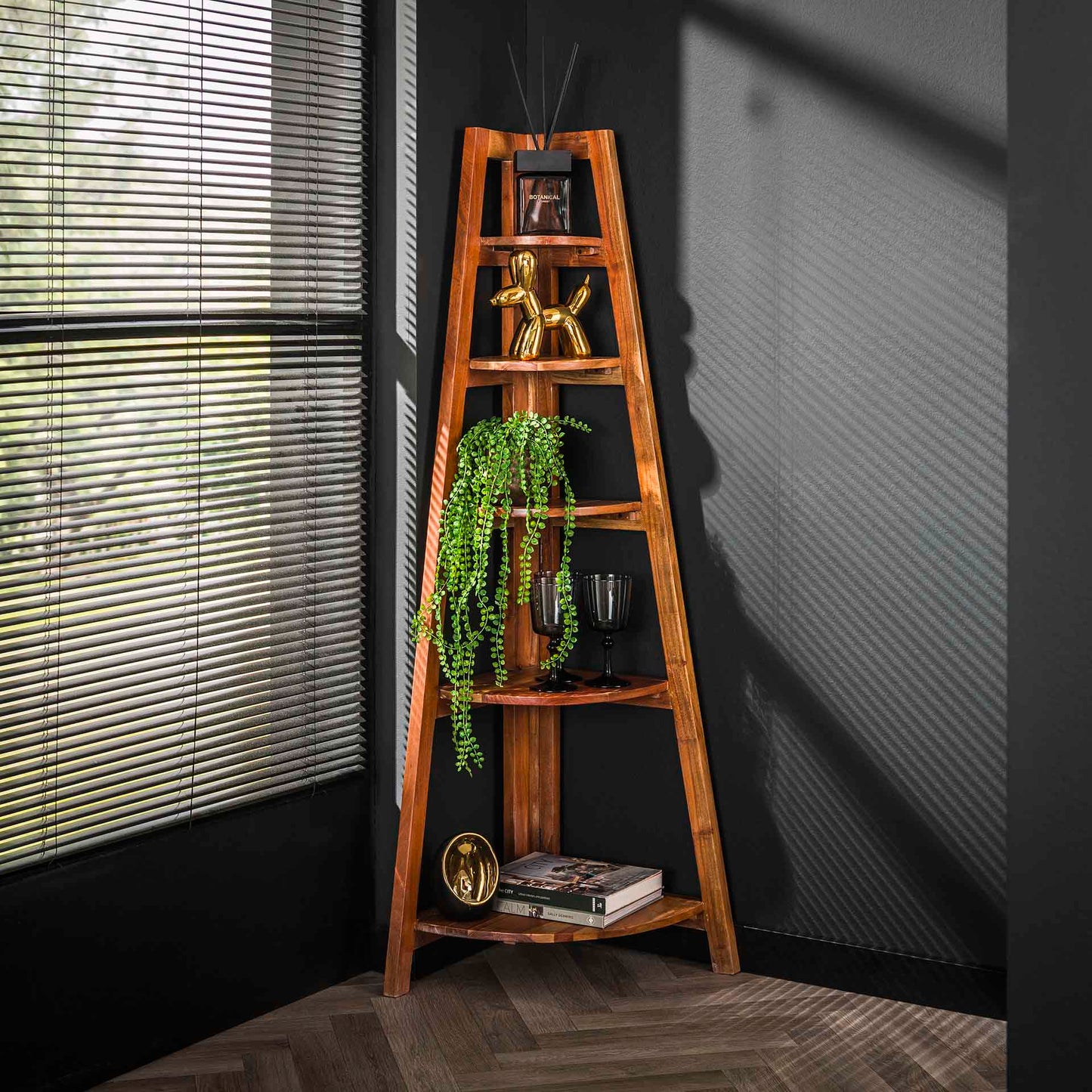 Hoekrek Angle - Massief Acacia Zandkleur - 64x44x148 cm