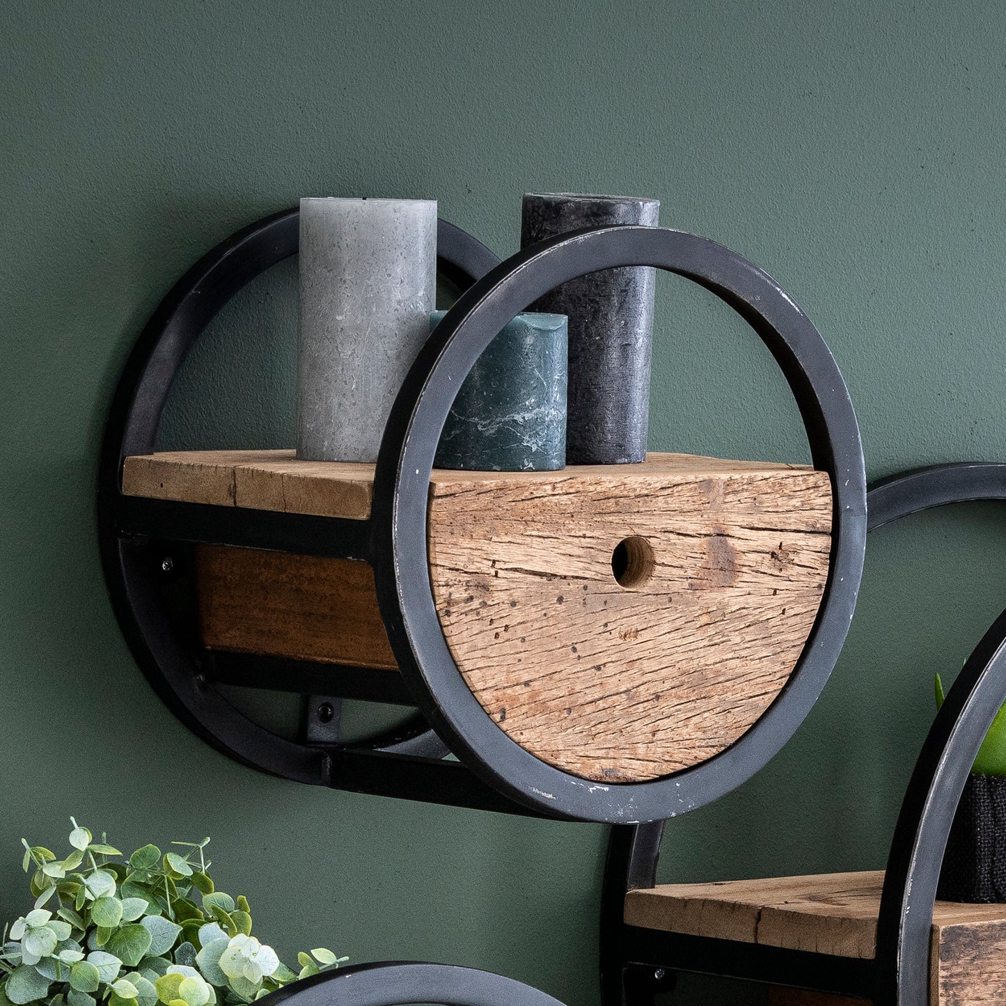 Wandschap Circular met Lade - 30x25x30 cm - Robuust hardhout