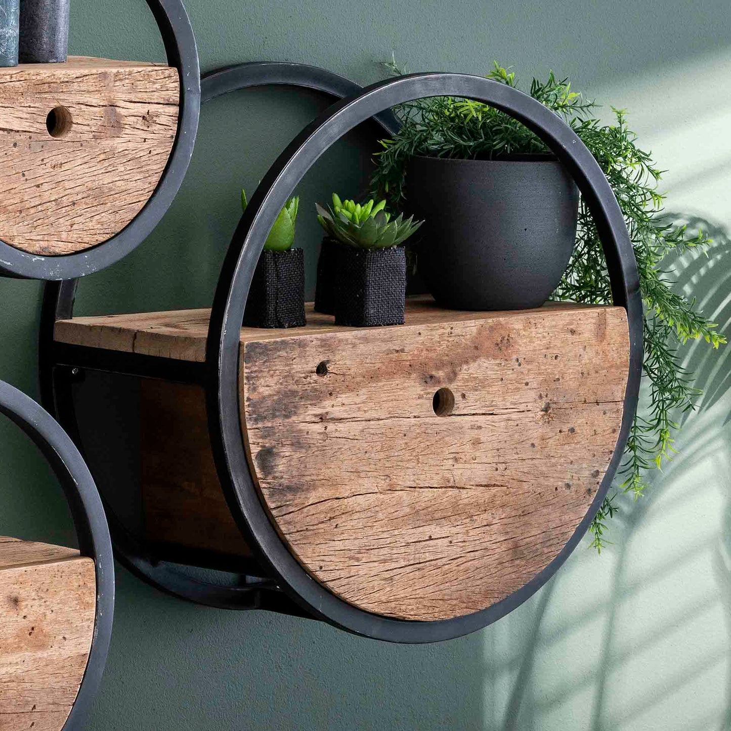 Wandschap circular Ø50 met lade / Robuust hardhout