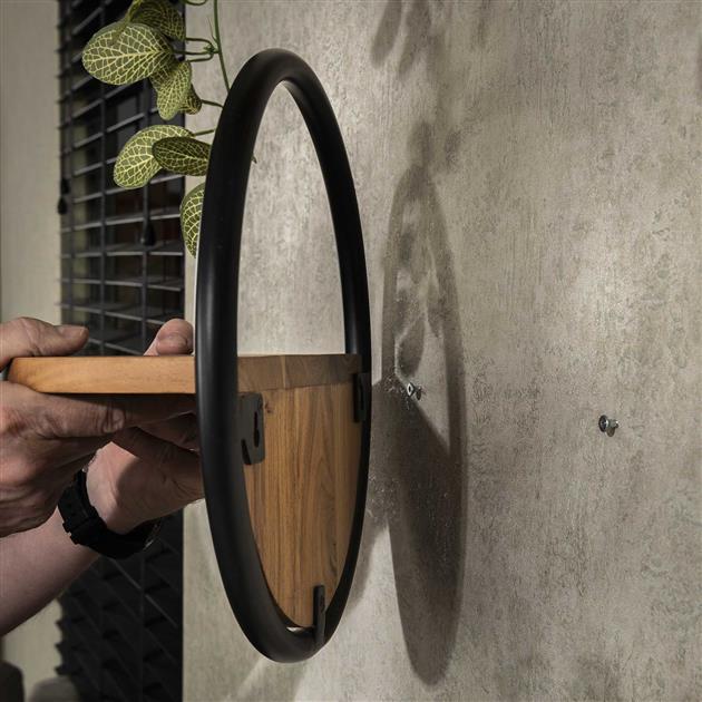 Wandschap Round Set van 3 - Massief Acacia naturel - 35x17x35 cm