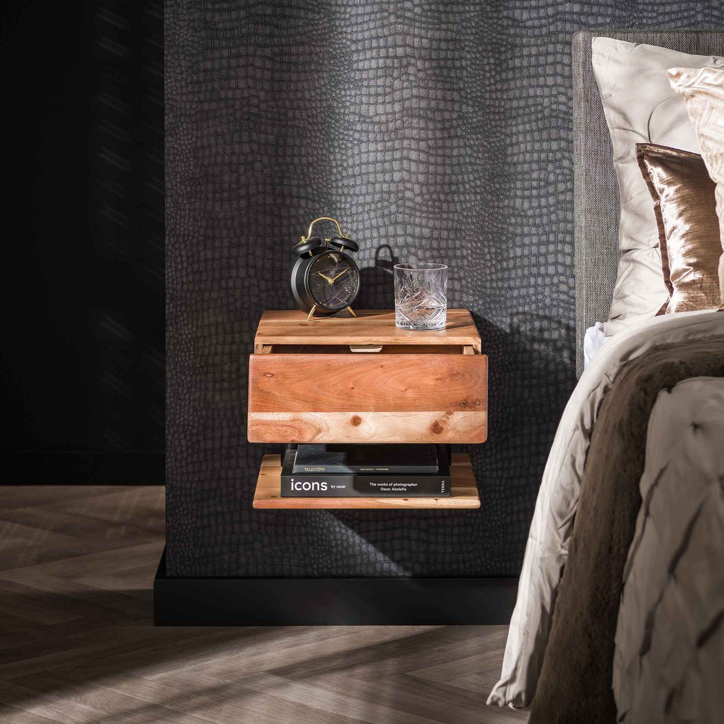 Nachtkastje 1L shelve / Massief acacia naturel