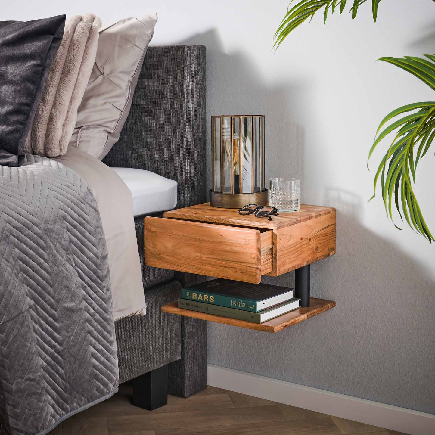Nachtkastje 1L shelve / Massief acacia naturel
