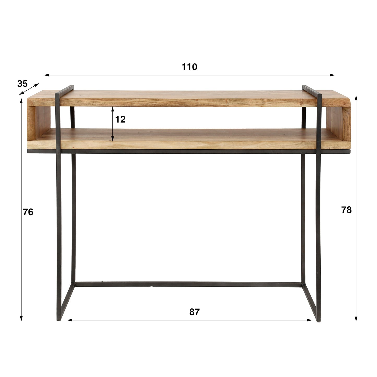 Kaptafel open vak edge / Massief acacia naturel