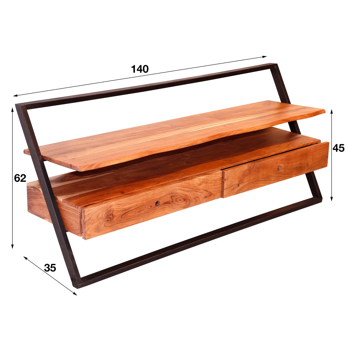 TV-meubel lean 2L / Massief acacia naturel
