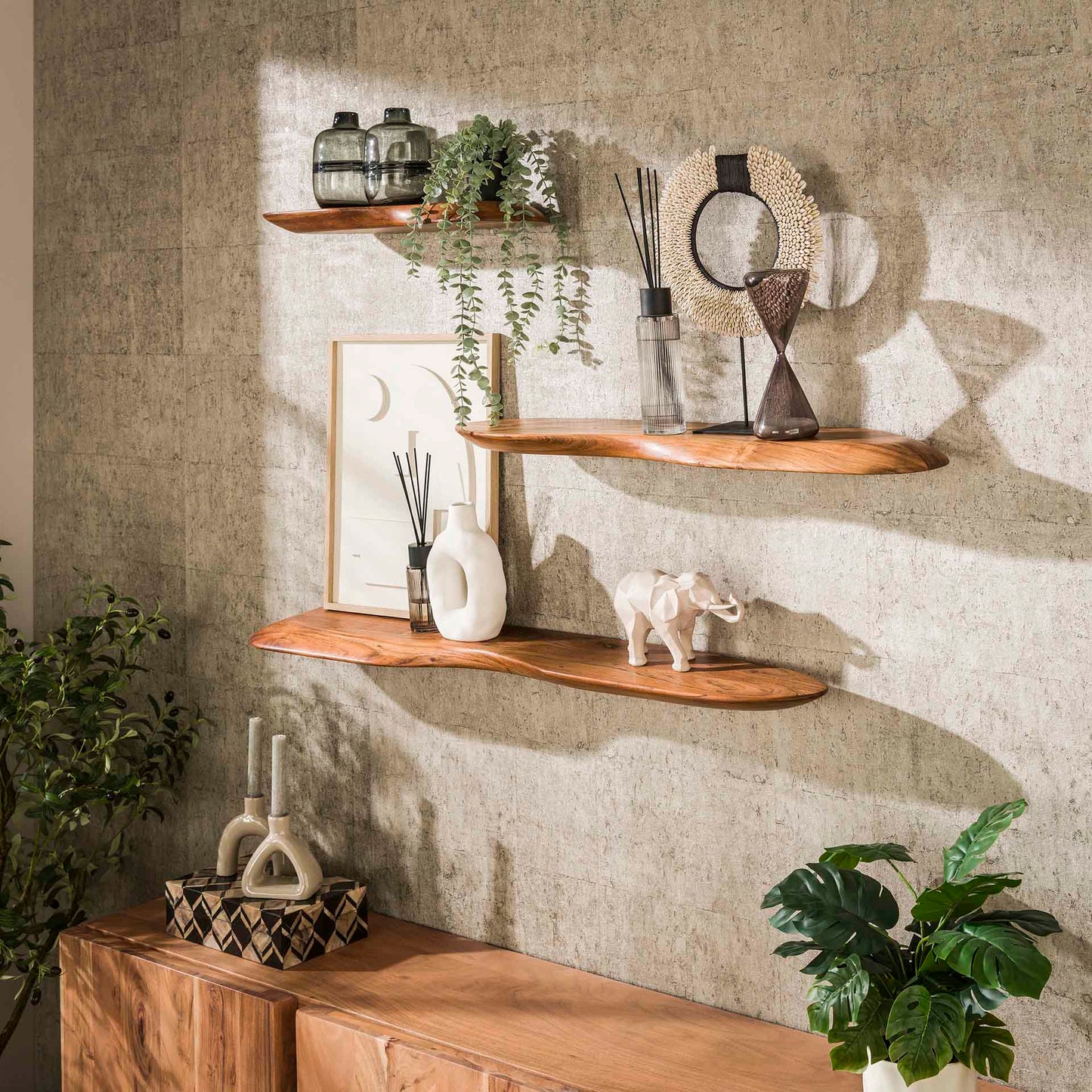 Wandplank 60 organic / Massief acacia naturel
