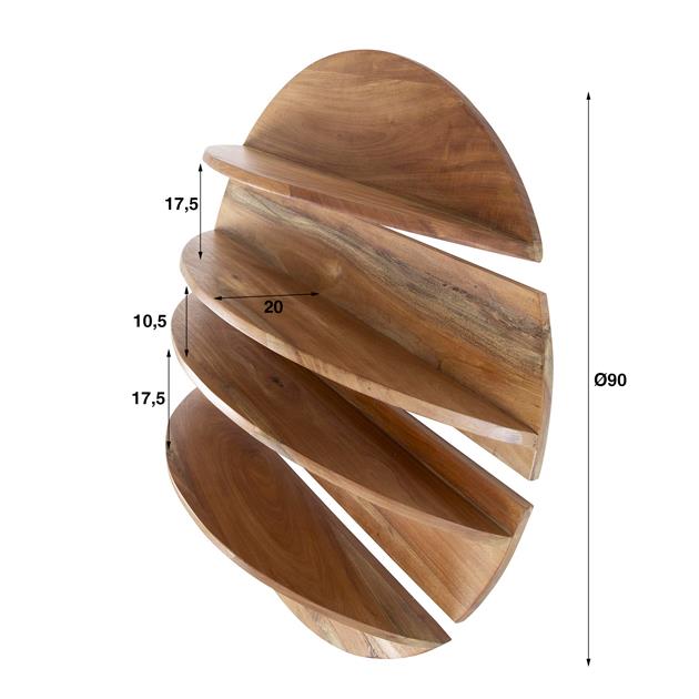 Wandschap set van 4 - Rond - Massief Margosa Naturel - 90x22x90 cm