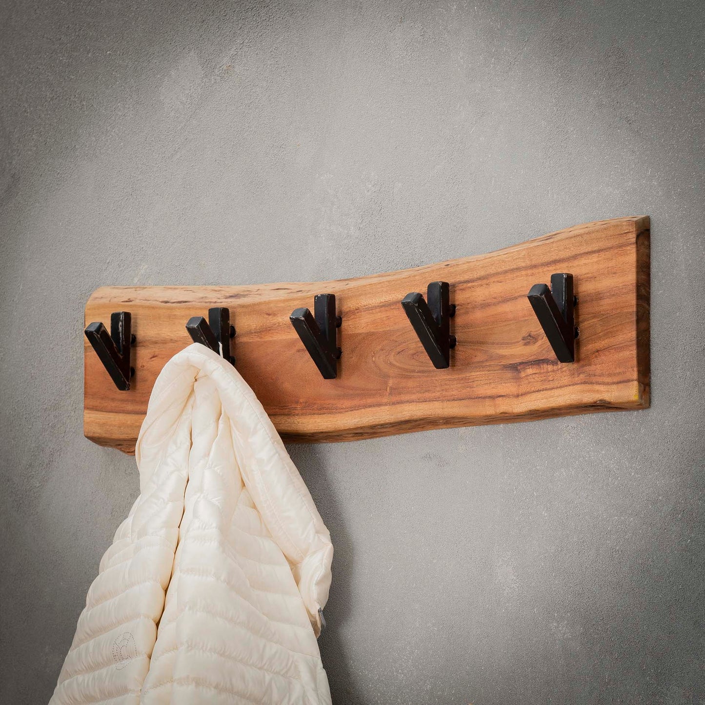 Kapstok edge 5 haken / Massief acacia naturel