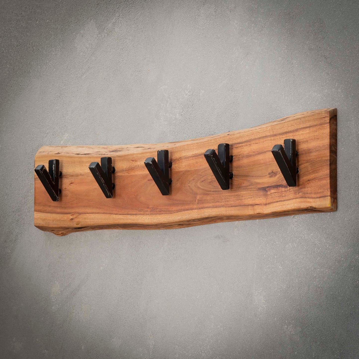 Kapstok edge 5 haken / Massief acacia naturel