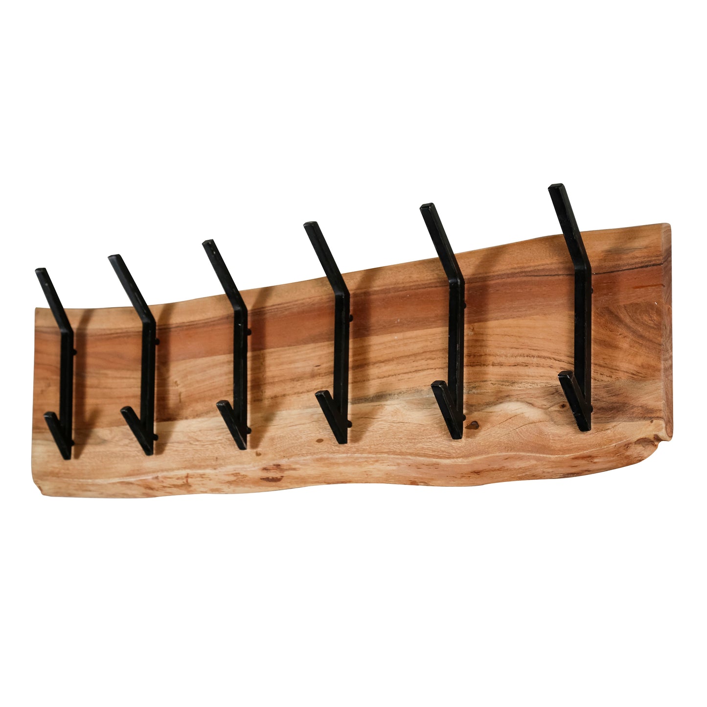 Kapstok edge 2x6 haken / Massief acacia naturel