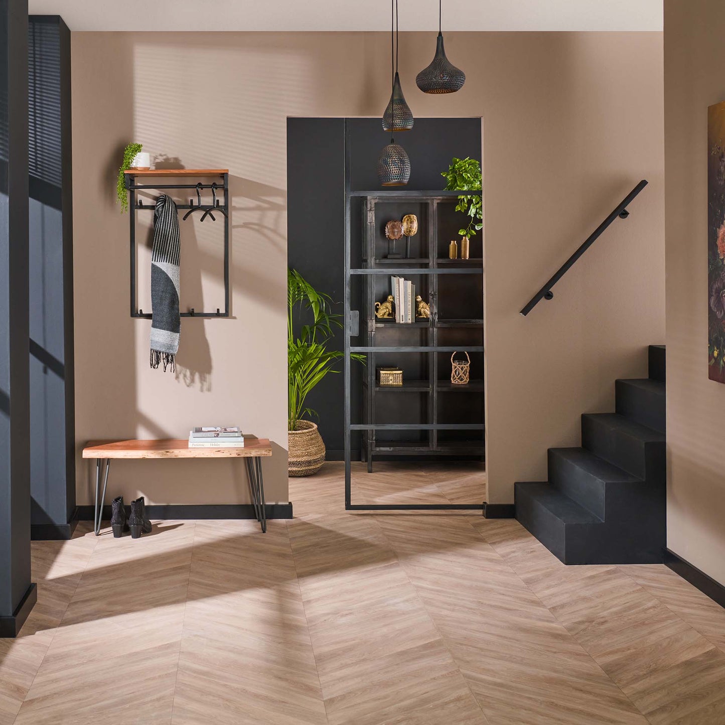 Kapstok met 2x4 Haken Custom Hoog - 55x33x80 cm - Massief Acacia Naturel