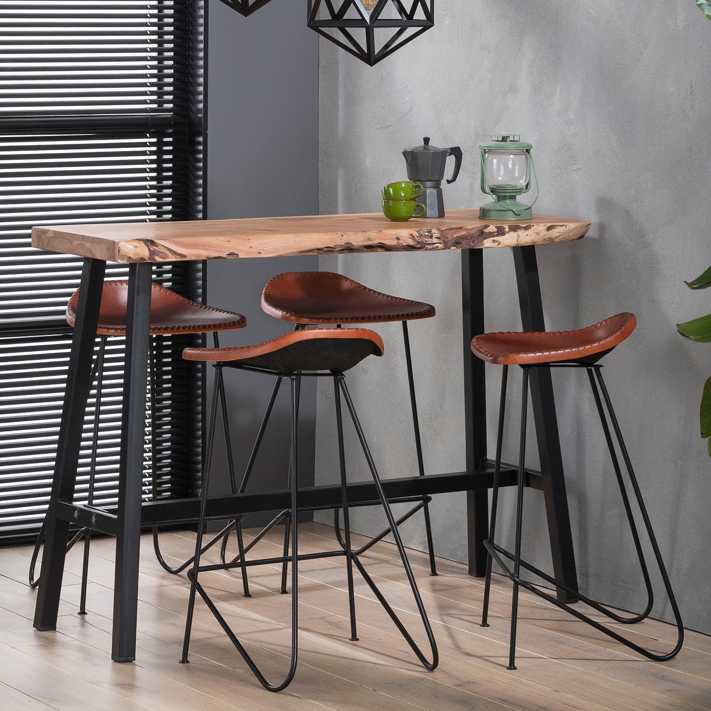Bartafel live edge 2+3 dik / Massief acacia naturel