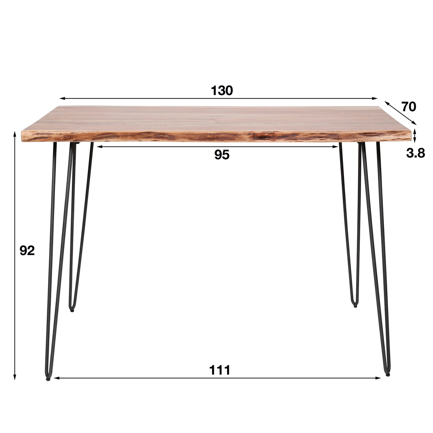 Bartafel edge 130 / Massief acacia naturel