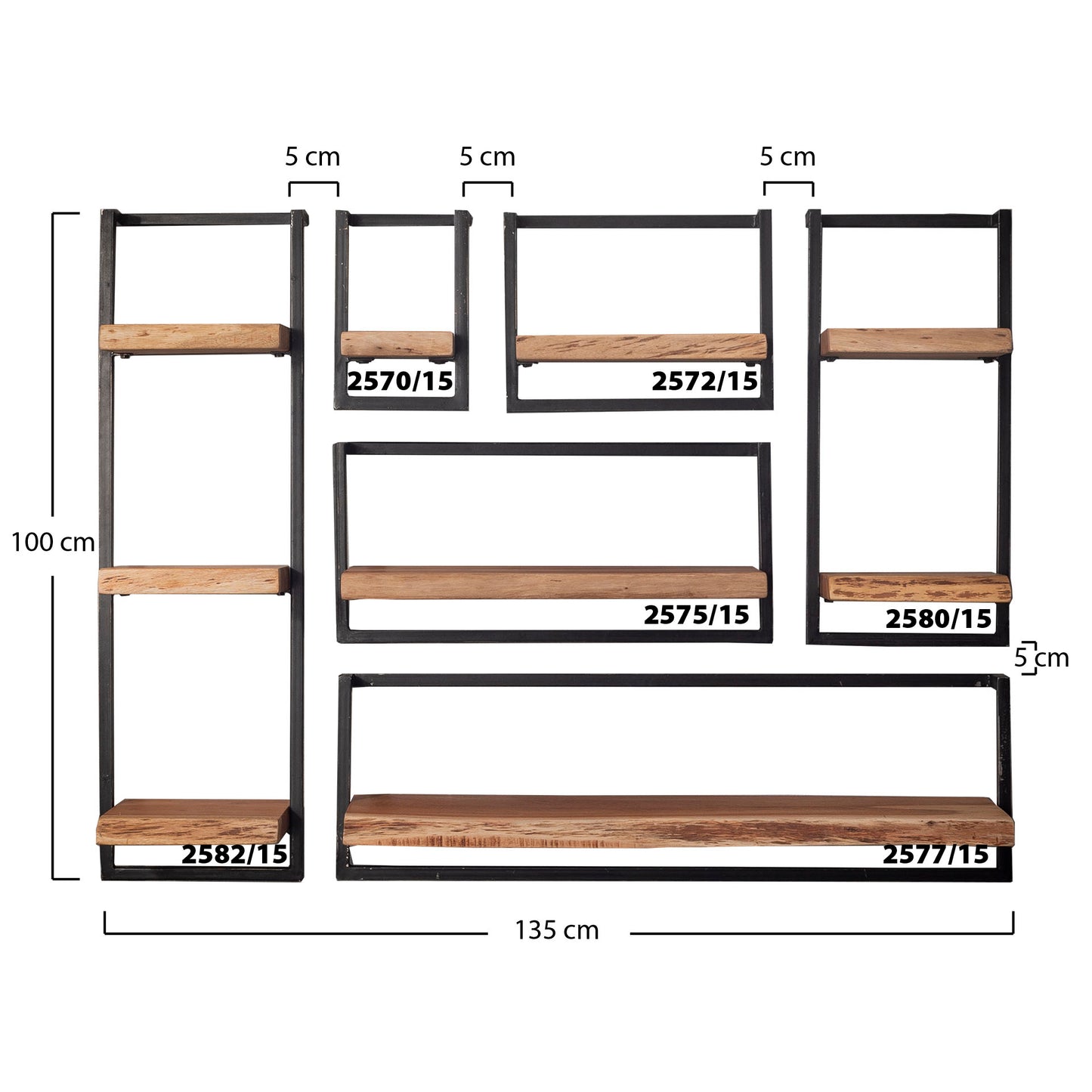 Wandplank edge 100cm / Massief acacia naturel
