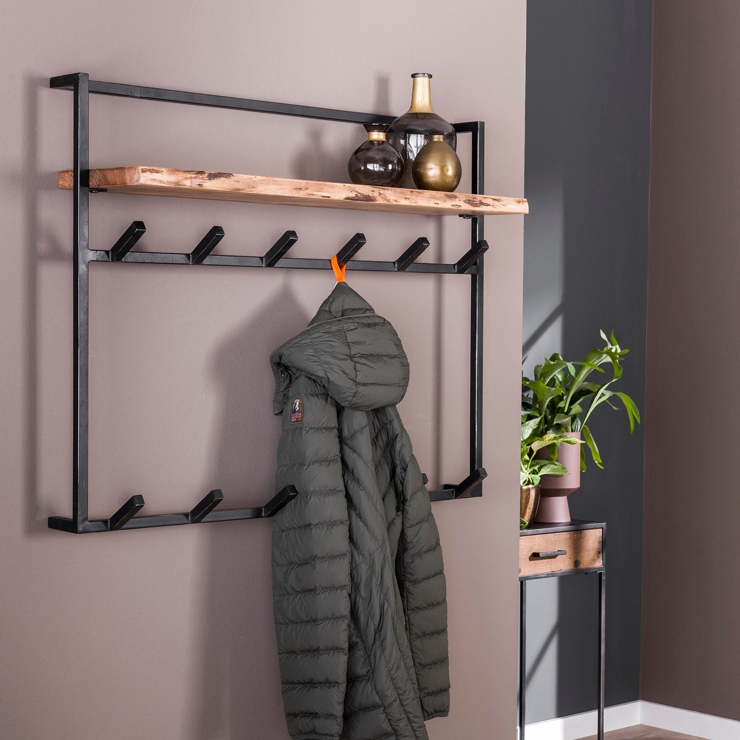 Kapstok van 12 Haken met Hoedenplank - 100x30x80 cm - Massief acacia naturel