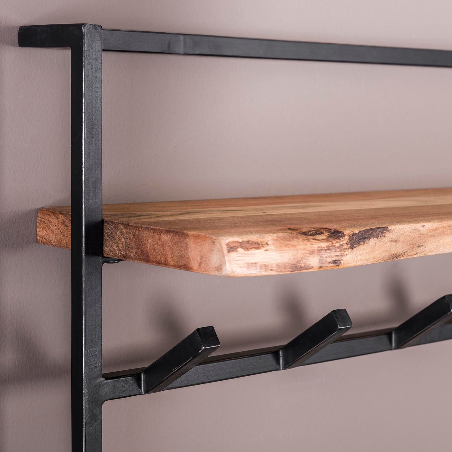 Kapstok air solid 12 haken hoedenplank / Massief acacia naturel