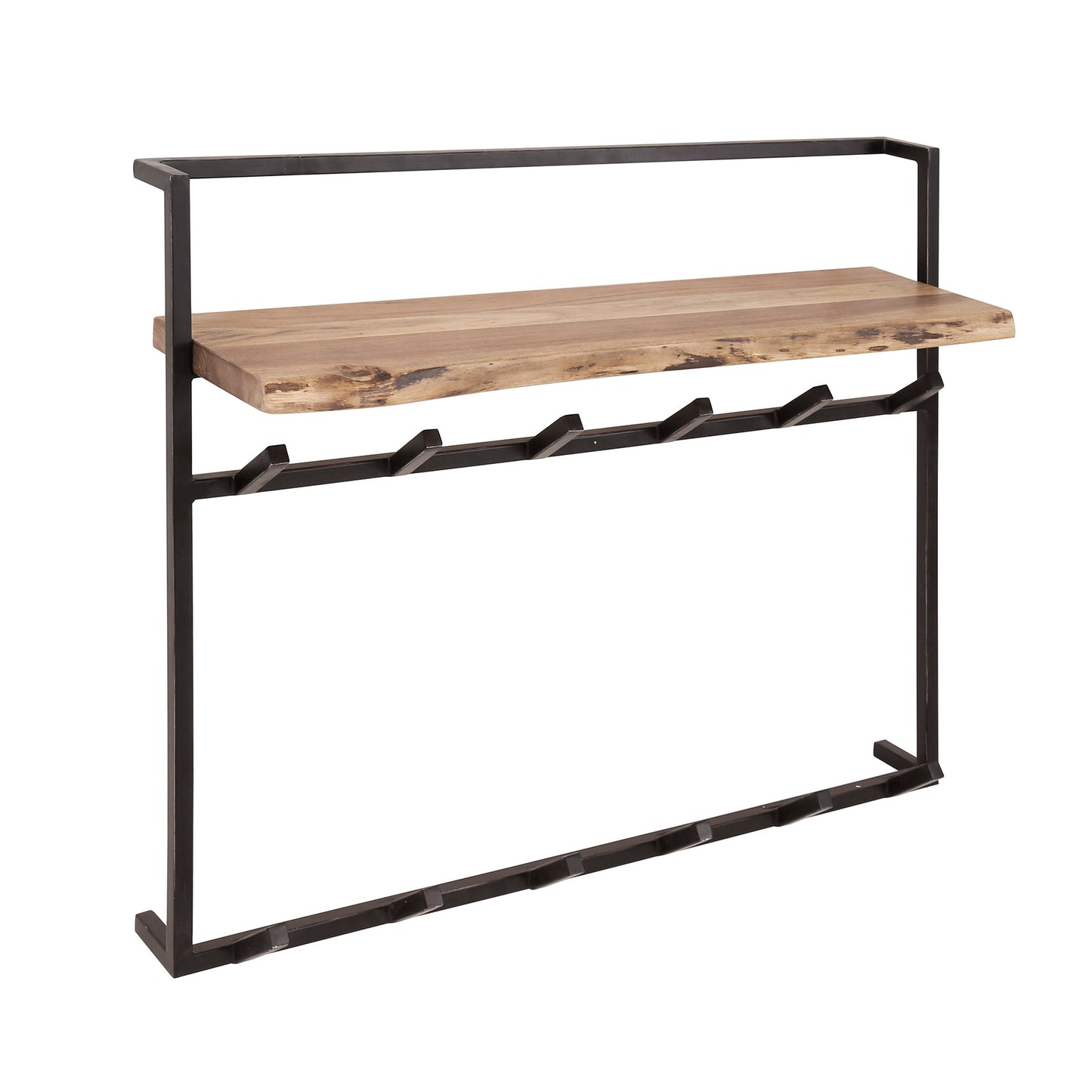 Kapstok air solid 12 haken hoedenplank / Massief acacia naturel