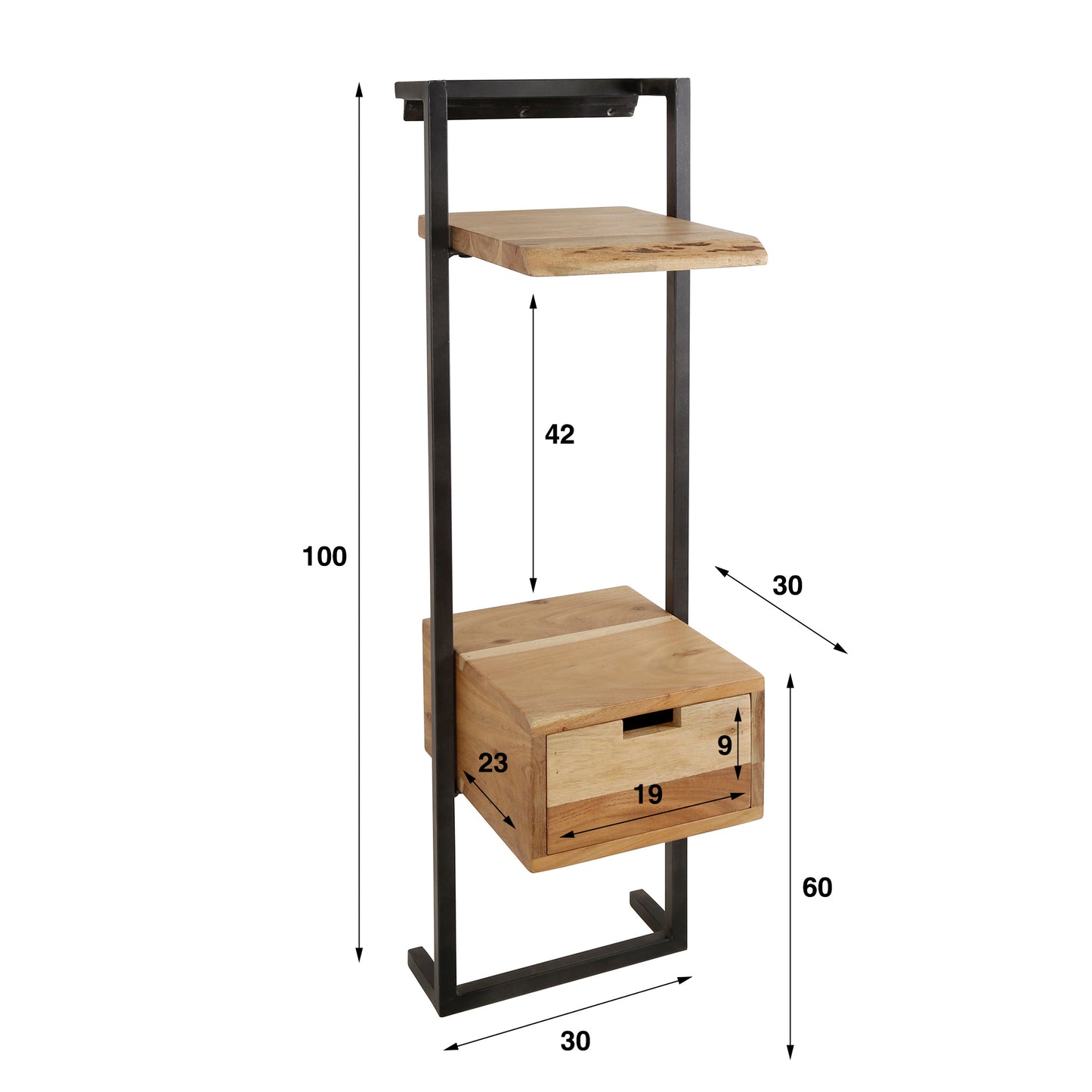 Nachtkastje air solid XS / Massief acacia naturel
