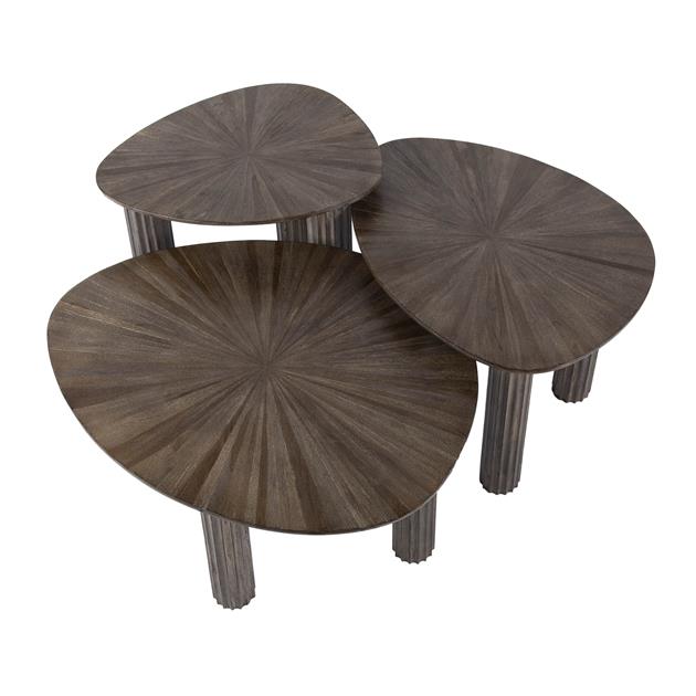 Bijzettafel Set van 3 Driehoek Maya Teak - 76x61x38 cm - Teak Rust Brown