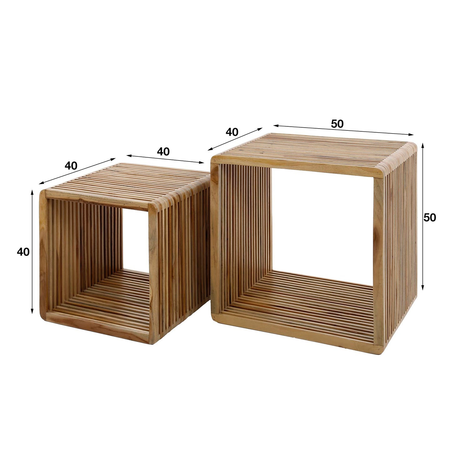 Salontafel set/2 rib / Teakhout verweerd
