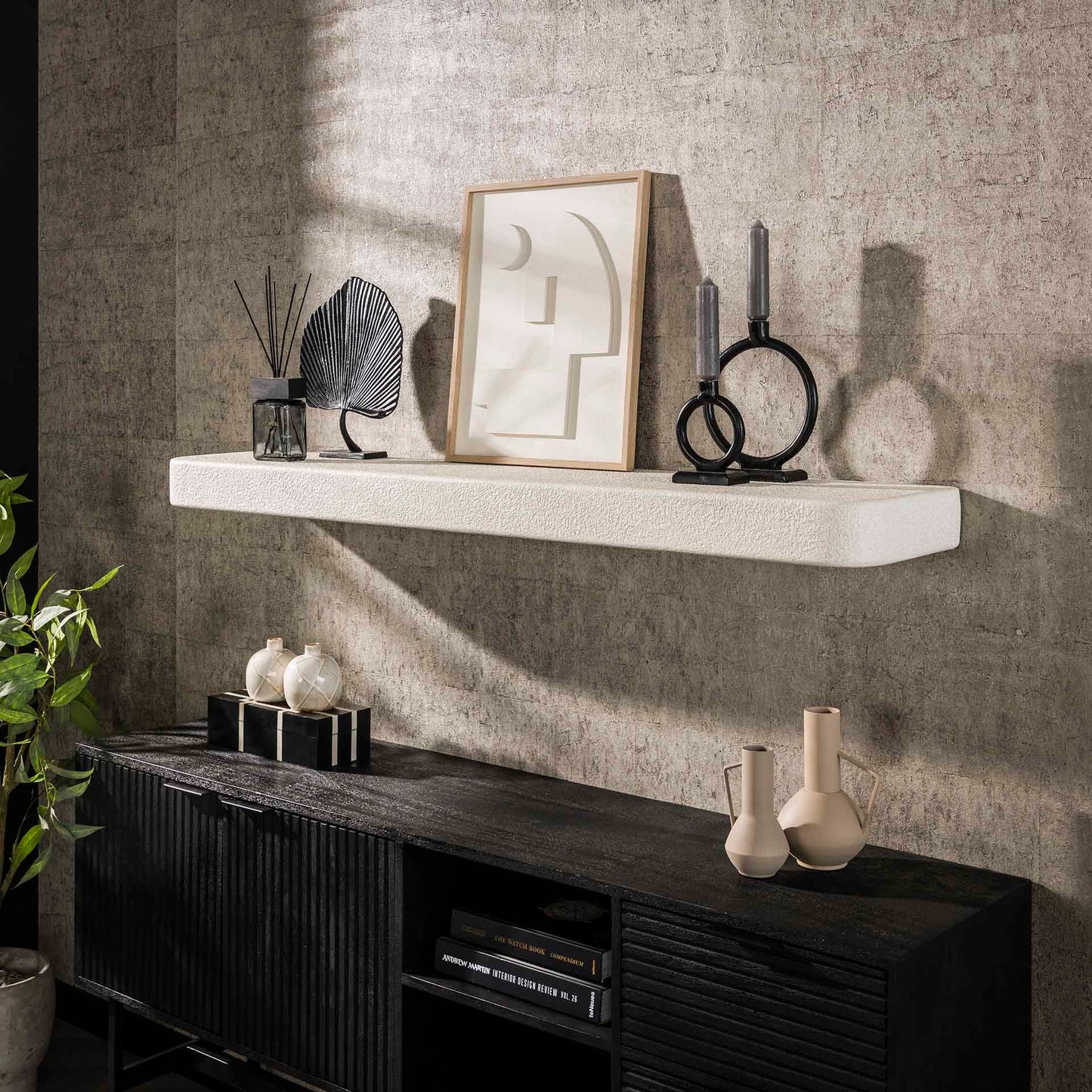 Wandplank 150cm stone / Marmer composiet