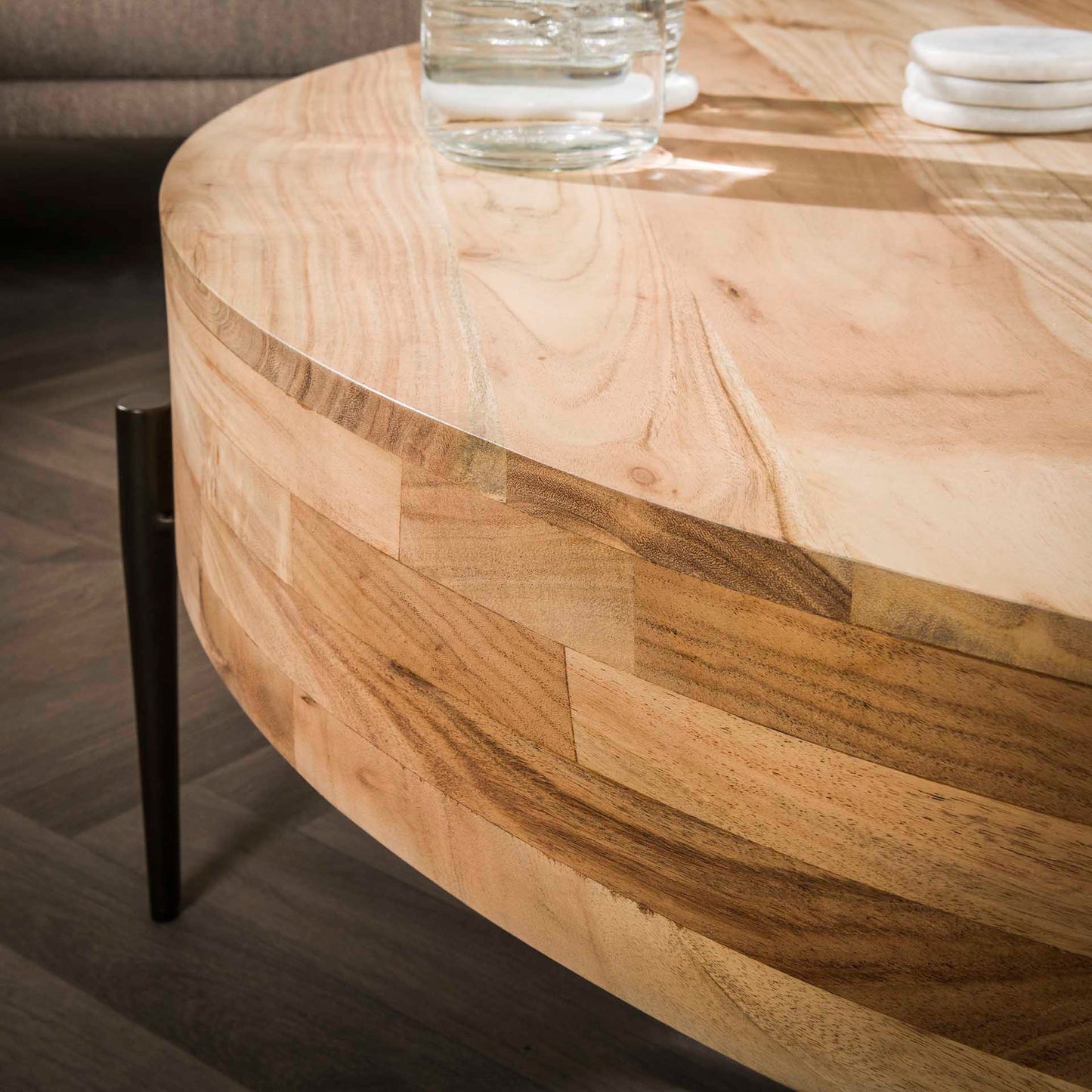 Salontafel Ø120 bulky wood / Massief acacia naturel