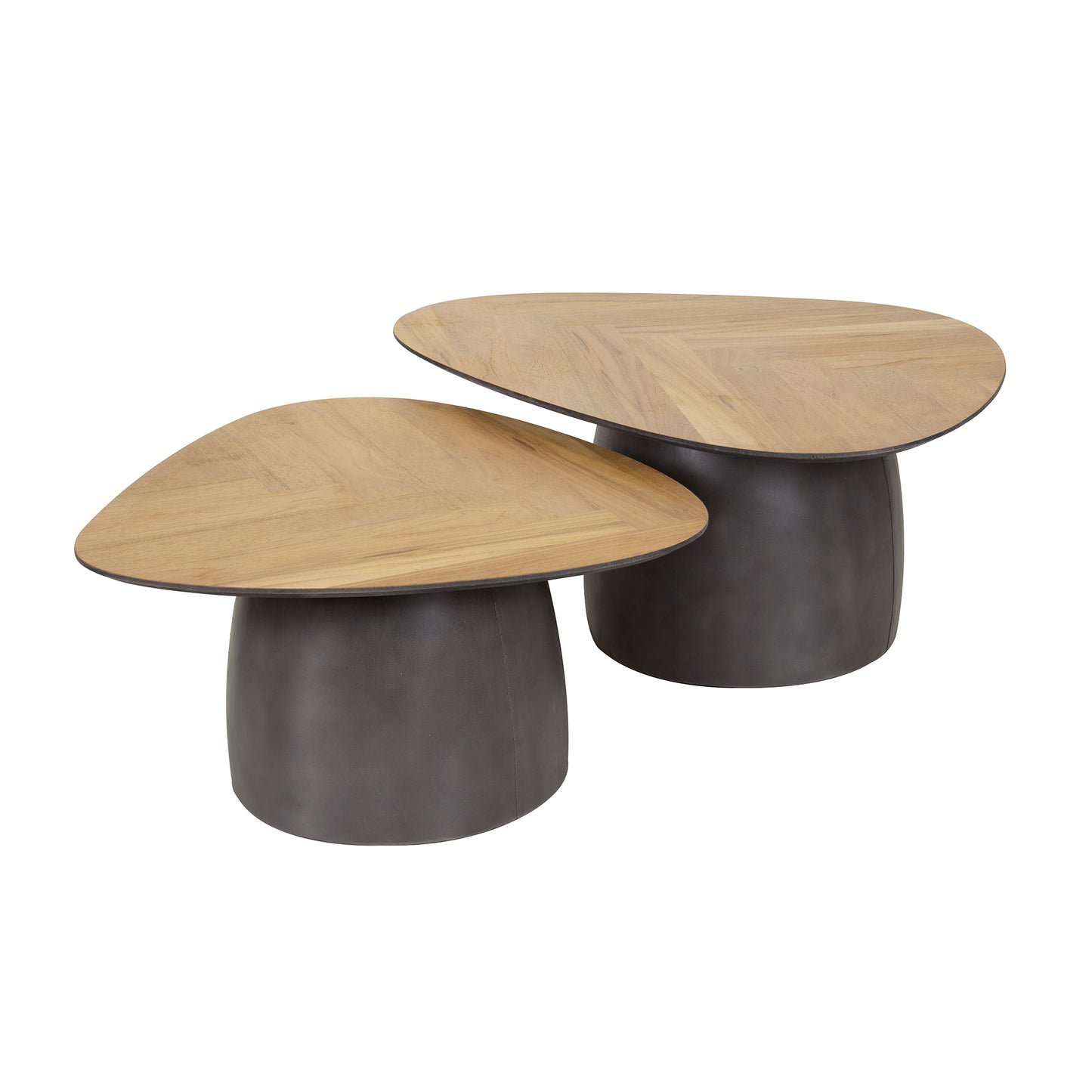 Salontafel set/2 infinite / Gerecycled teakhout fineer