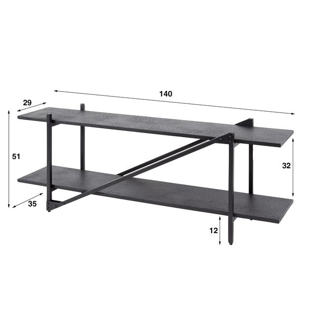 TV-meubel Piega - 140x35x51 cm - Grijs