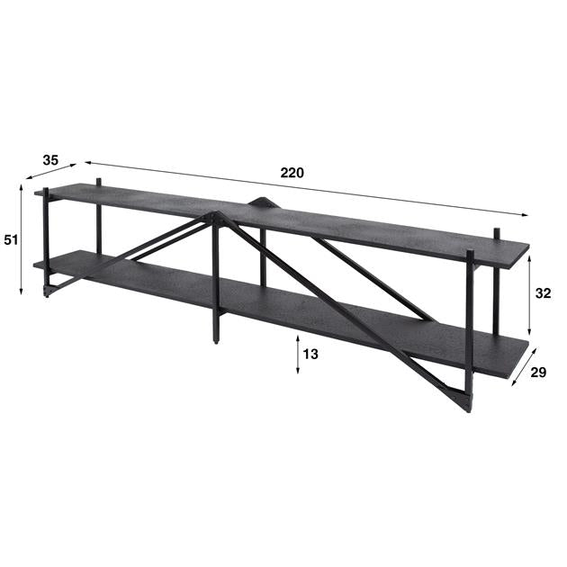 TV-meubel XL Piega - 220x35x51 cm - Grijs