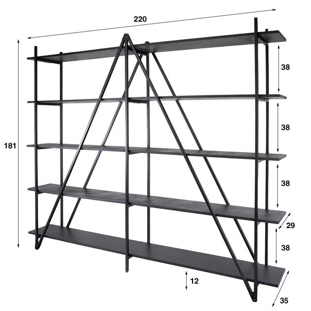 Wandrek XL 5 Laags Piega - 220x35x181 cm - Grijs