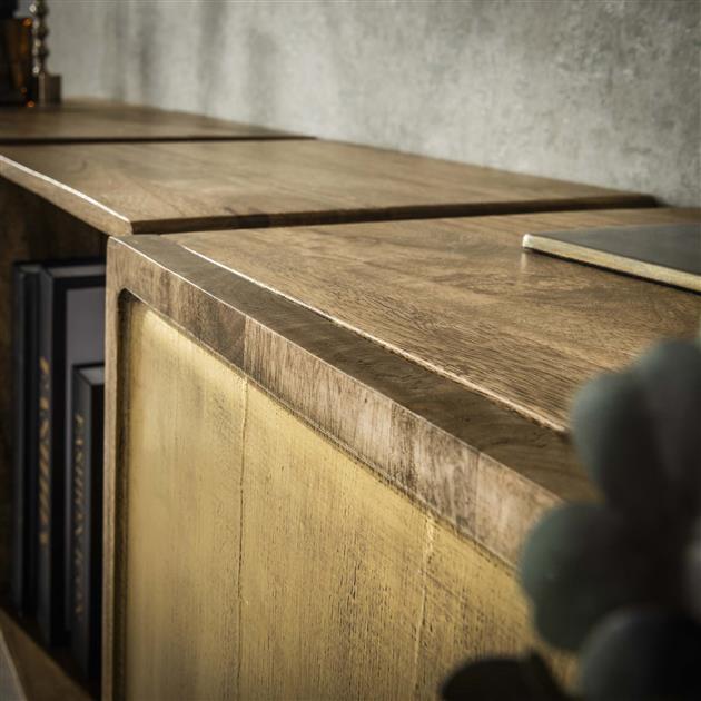 Dressoir 2D Brass - 169x36x41 cm - Massief Mango Zandkleur