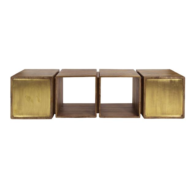 Dressoir 2D Brass - 169x36x41 cm - Massief Mango Zandkleur