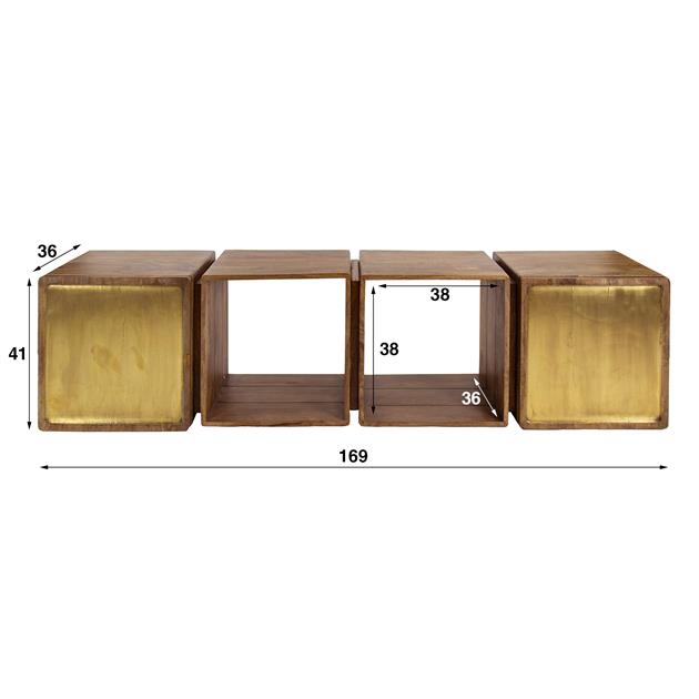 Dressoir 2D Brass - 169x36x41 cm - Massief Mango Zandkleur