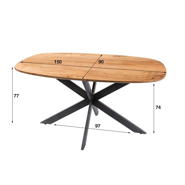 Eetkamertafel 150 Arhus Solid - 150x90x77 cm - Massief acacia naturel
