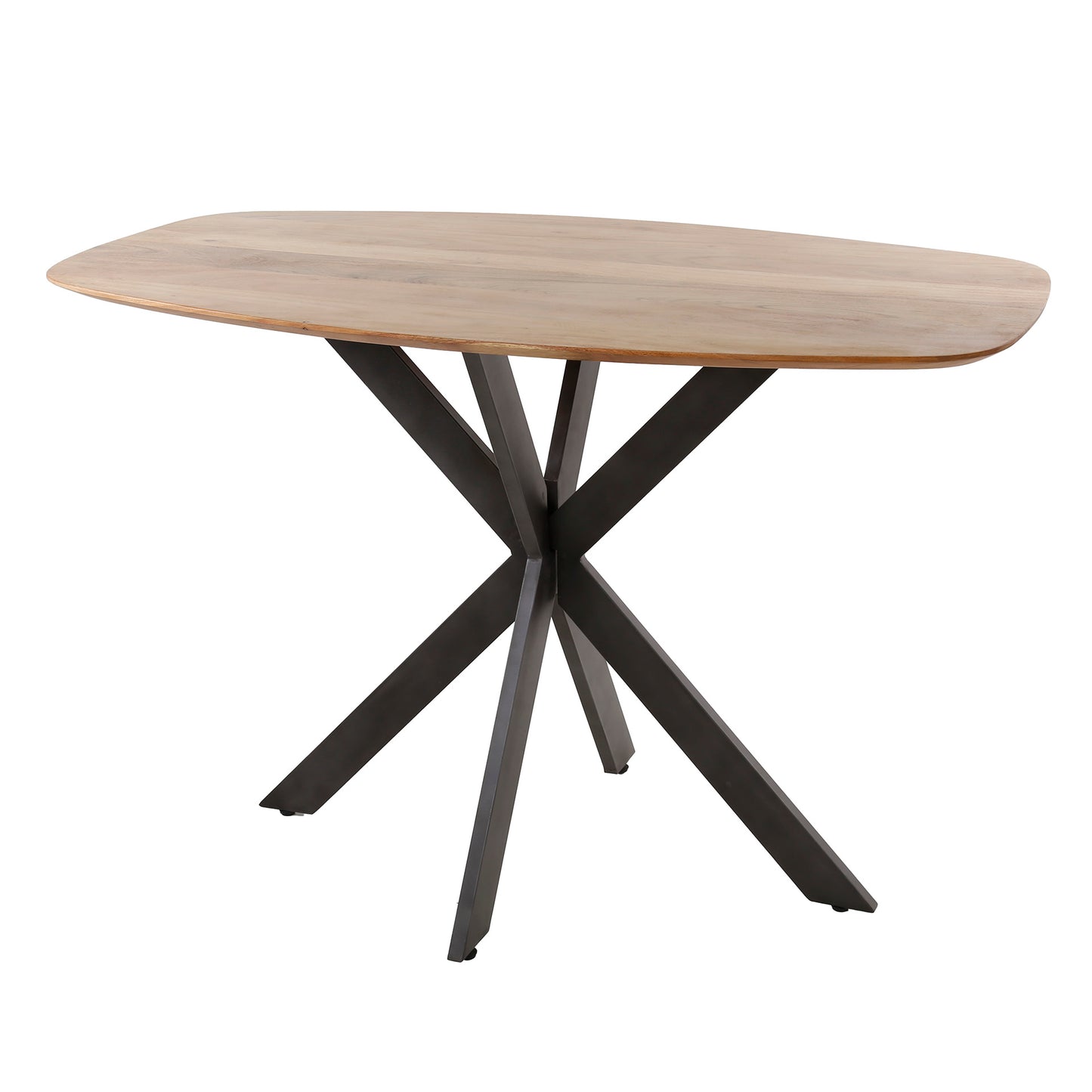 Massief Acaciahouten Bartafel 140 cm - Deens Ovaal Blad met Zwart Metalen Spider Frame
