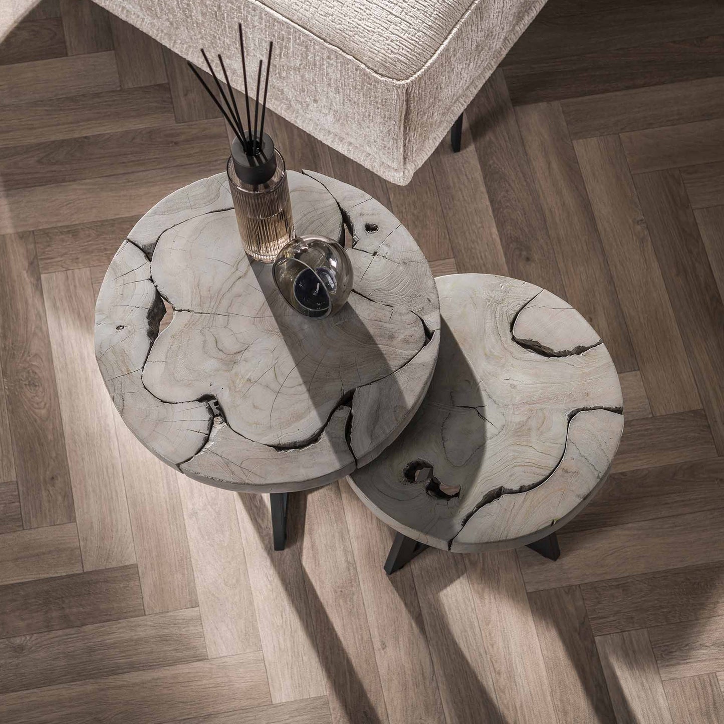 Bijzettafel set/2 grey mix / Grijs
