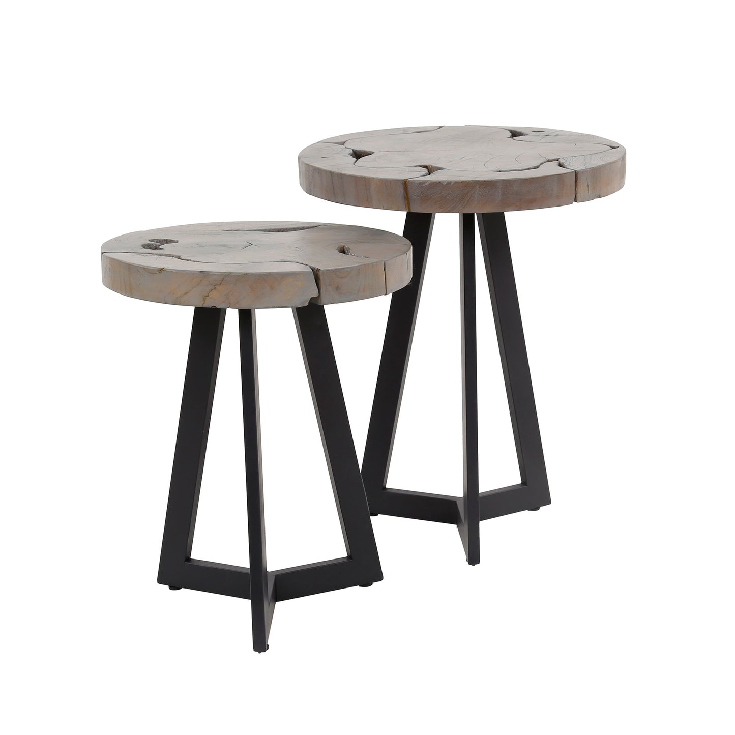 Bijzettafel set/2 grey mix / Grijs