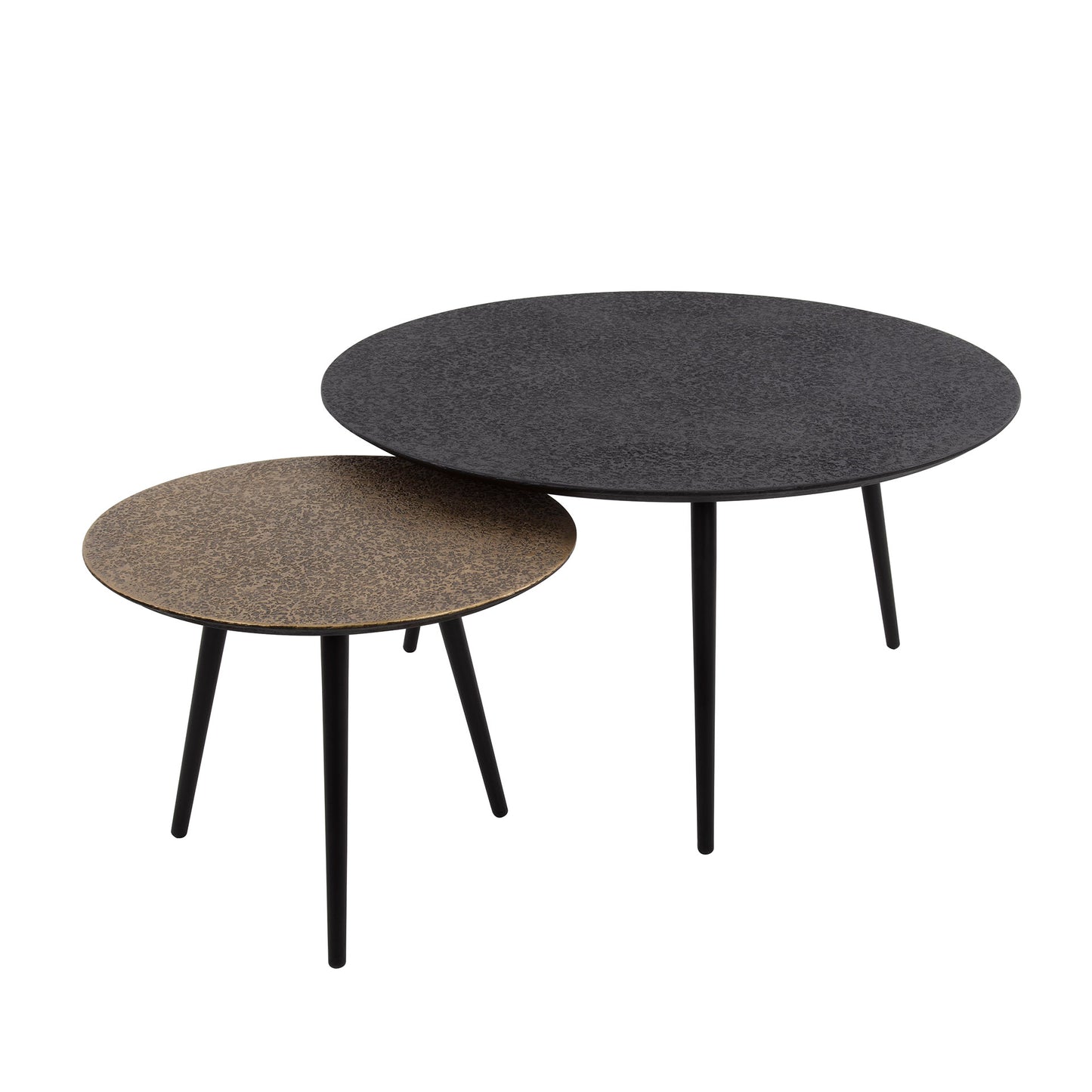 Salontafel set/2 rond metallic / Grijs