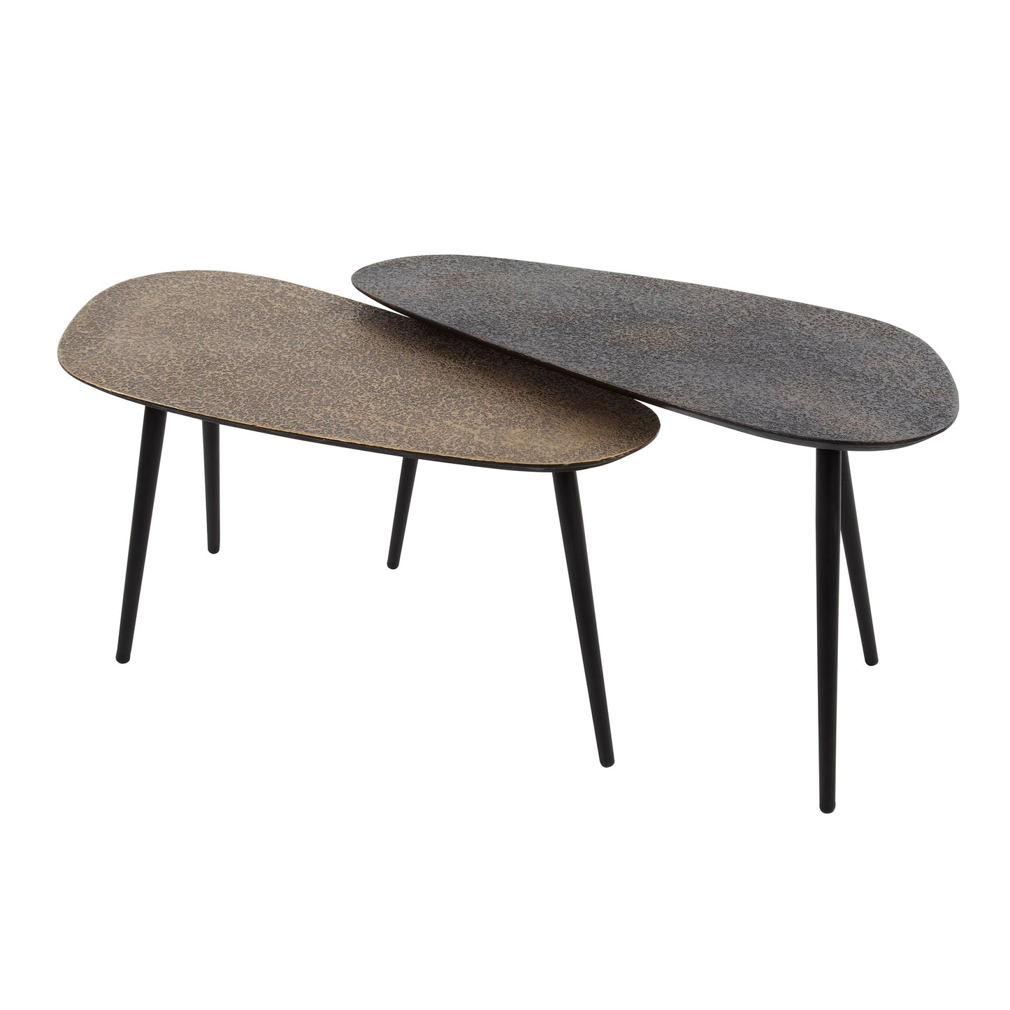 Salontafel set/2 niervormig metallic / Grijs