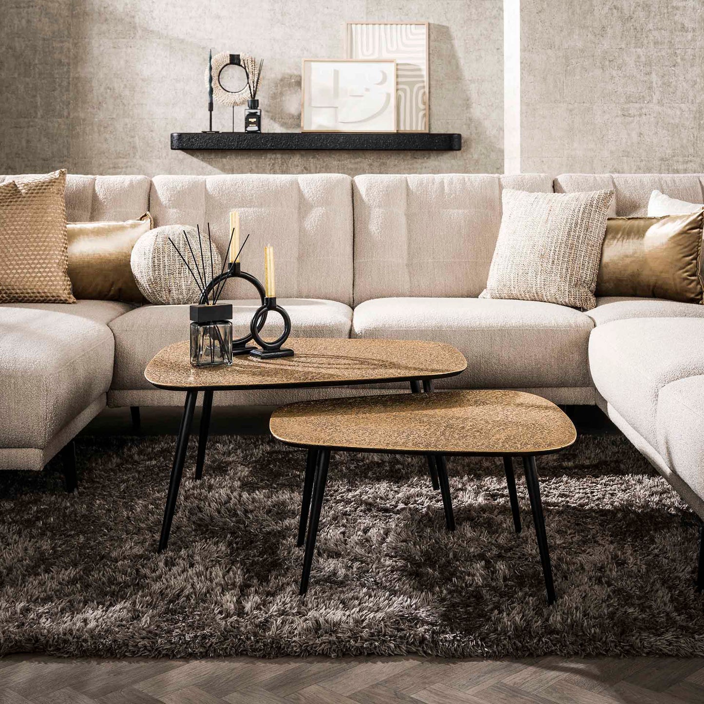 Salontafel set/2 XXL metallic / Brons antiek
