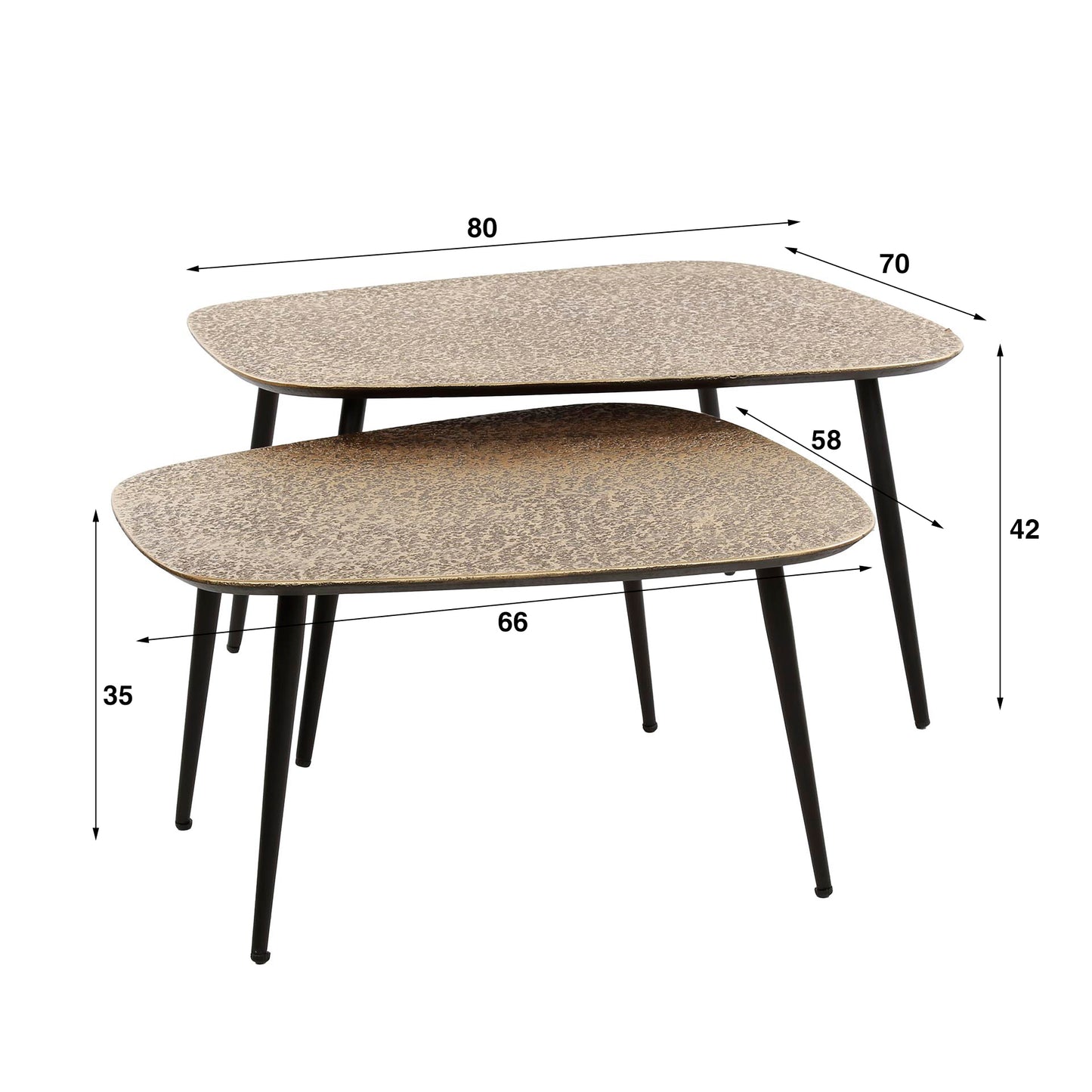 Salontafel set/2 XXL metallic / Brons antiek
