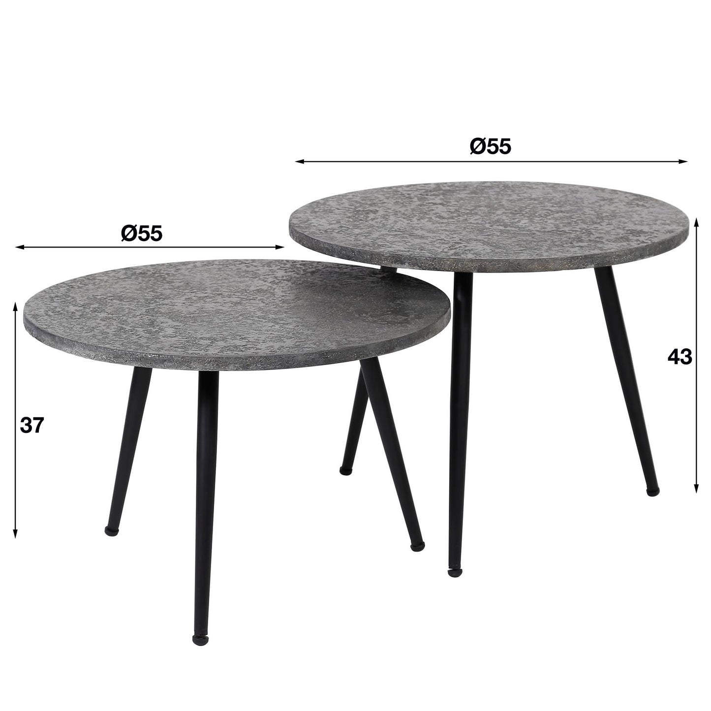 Salontafel Ø55 set/2 metallic ronde buis / Grijs