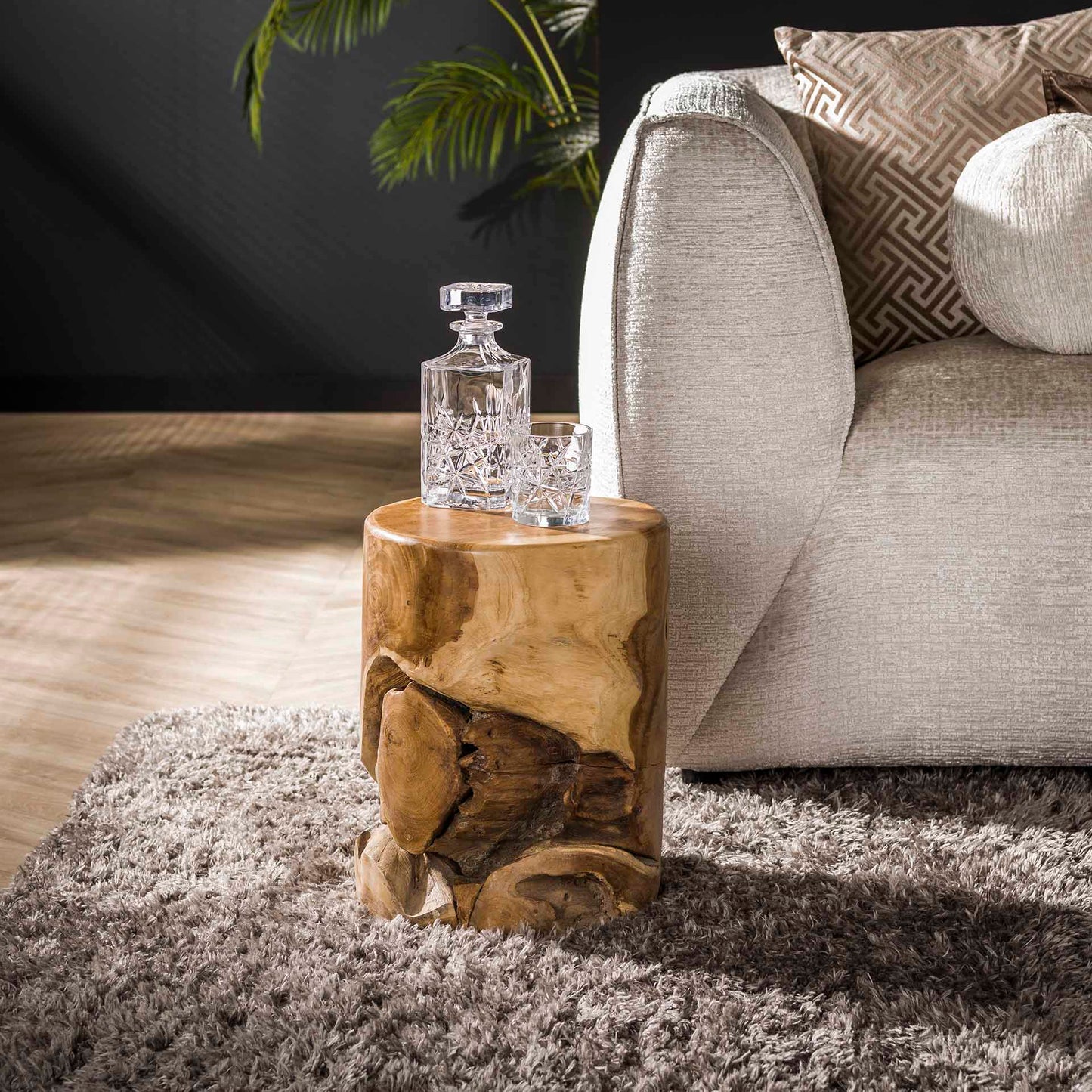 Bijzettafel Natural Line - 30x30x40 cm - Massief gerecycled teakhout