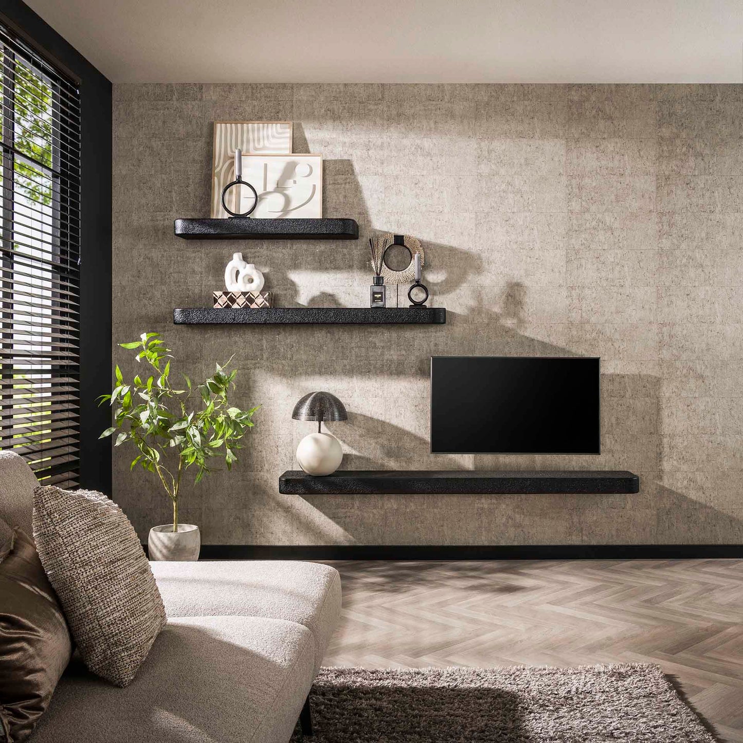 Wandplank Metallic 200cm - 200x29x8 cm - Grijs