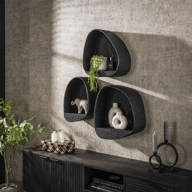 Wandschap Metallic Druppel - 34x21x46 cm - Grijs