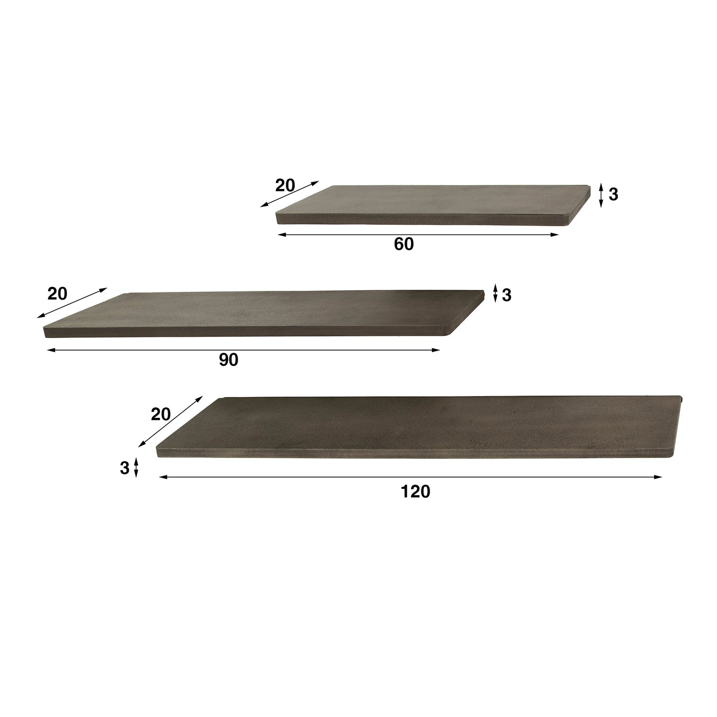 Wandschap Ferro set/3 / Brons antiek