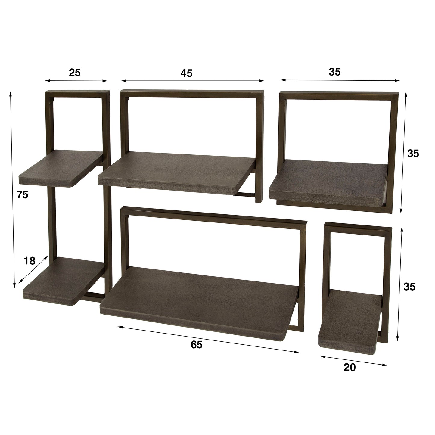 Wandschap set/5 Ferro / Brons antiek